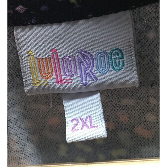 LuLaRoe Dress Women's Size 2XL Black Multicolor Circles Midi - Picture 6 of 7